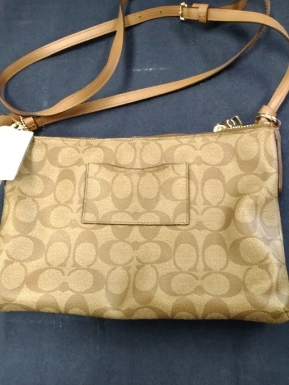 Source Unknown Tan Logo-Print Crossbody with Leather Trim